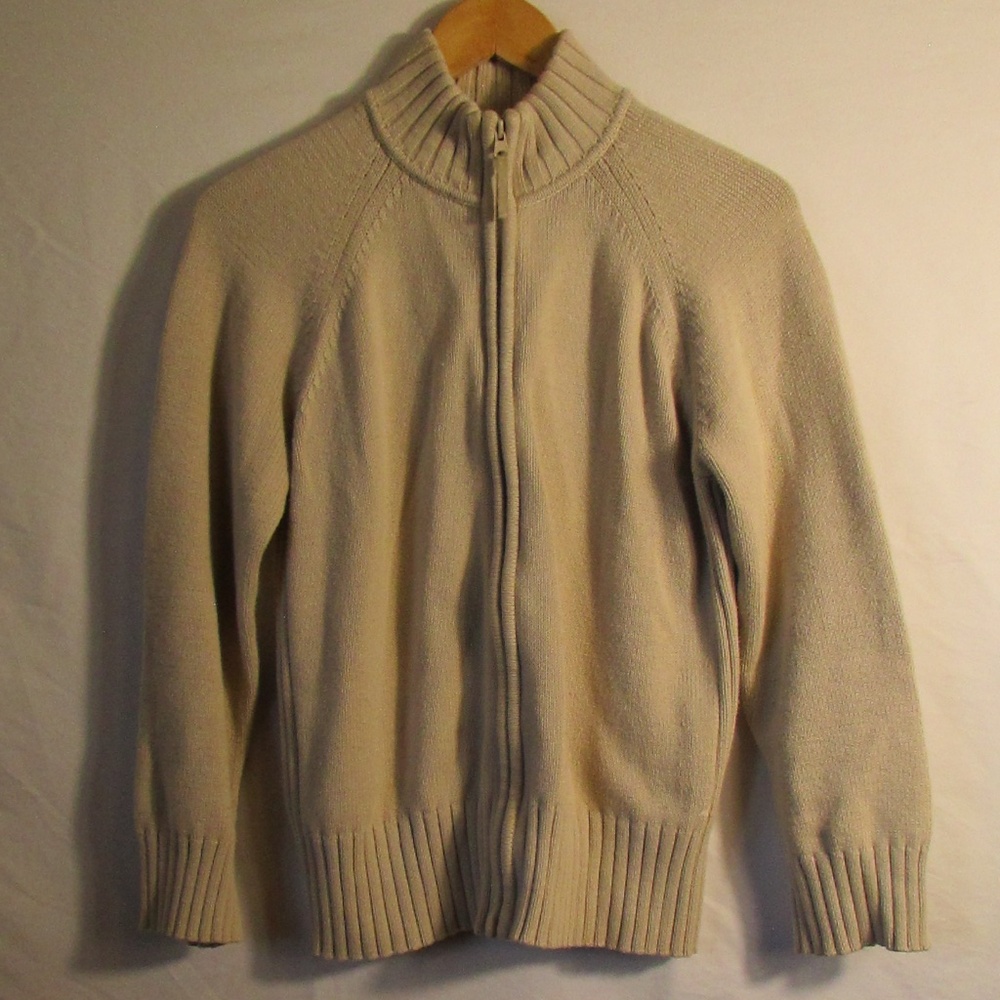 beige full-zip knit sweater from the brand BHS (British Home Stores)